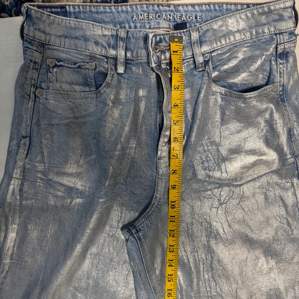 American Eagle Womens 10 Jeans Foil Metallic Maximalist Super High-Waisted - Picture 7 of 9